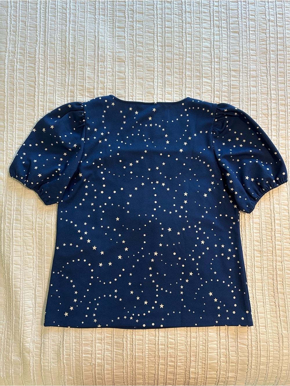 Ann Taylor Factory Starprint Square Neck Puff Sleeve Blouse - Picture 4 of 7